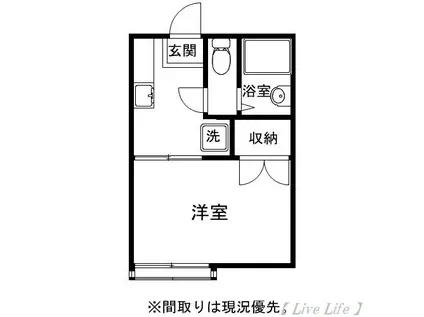フォーブル楓1号棟(1K/1階)の間取り写真
