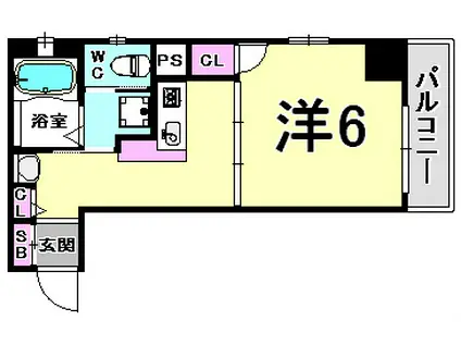 エステムコート神戸ハーバーランド前II(1K/2階)の間取り写真