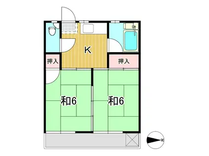関アパート(2K/1階)の間取り写真