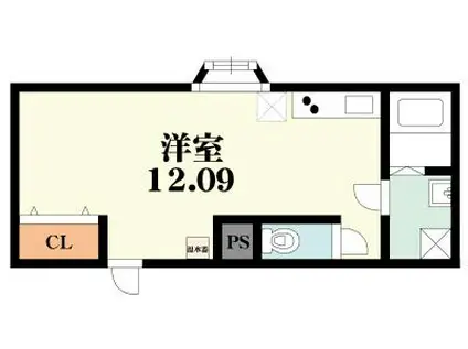 オリエントシティ姫島(1K/2階)の間取り写真