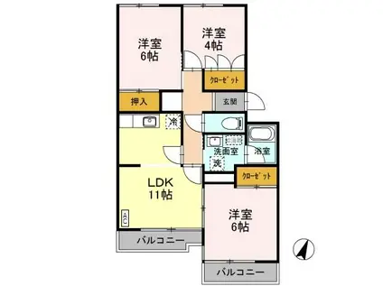 ニューハイツ幸 306(3LDK/3階)の間取り写真
