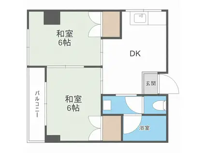 菊川マンション(2DK/7階)の間取り写真