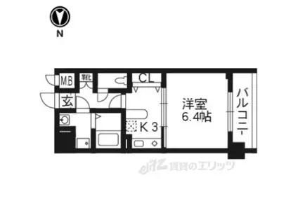 ライジングコート京都西院フロンティア4(1K/4階)の間取り写真
