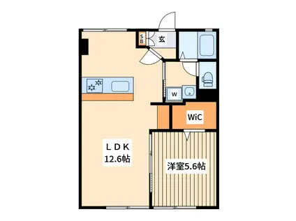 シティハイム ワイエスケー 2(1LDK/1階)の間取り写真