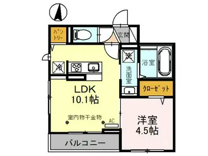 D-ROOM草加市氷川町(1LDK/2階)の間取り写真