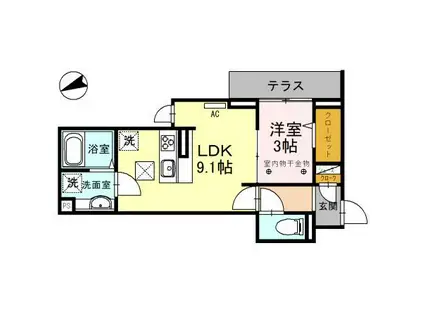 D-RESIDENCE仙波町(1LDK/1階)の間取り写真