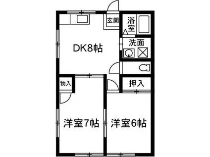 グリーンハイツ(2DK/2階)の間取り写真