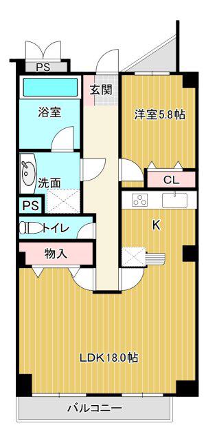 佐鳴湖パークタウンサウス(1LDK/2階)の間取り写真