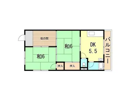 道本グリーンハウス(2DK/1階)の間取り写真