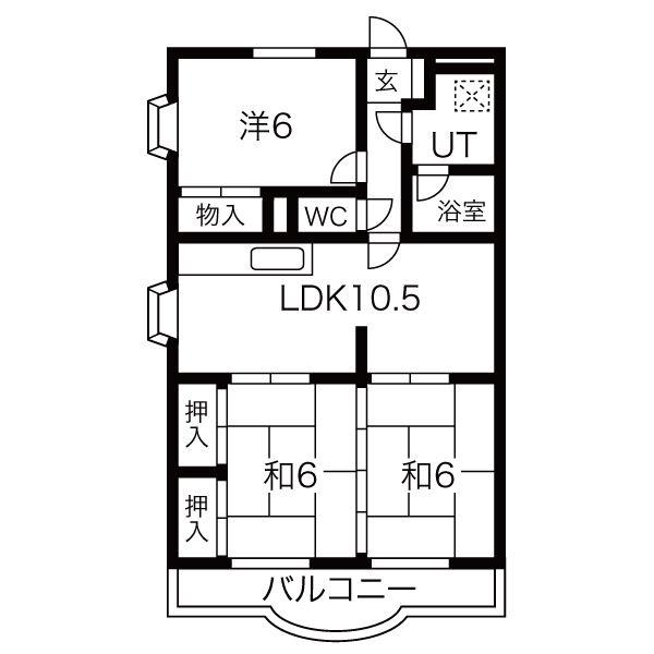 クローバーガーデンB(3LDK/3階)の間取り写真