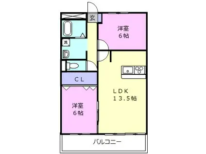 グリーンハイツ2(2LDK/3階)の間取り写真
