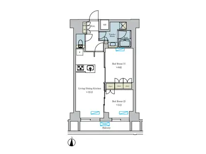 BRILLIA IST 池尻大橋 ブリリアイスト池尻大橋(2LDK/7階)の間取り写真