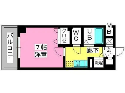 ヨーキハイム大濠(1K/4階)の間取り写真