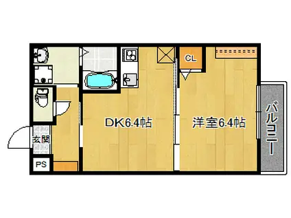 エントランスライフ宝ヶ池(1DK/2階)の間取り写真