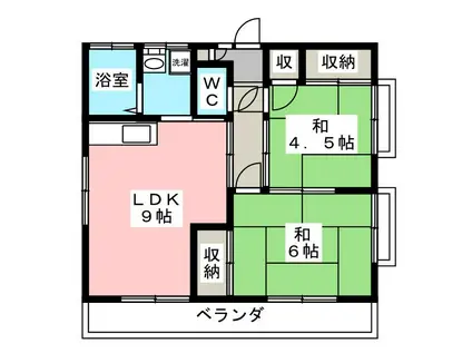 桜井コーポA棟(2LDK/2階)の間取り写真