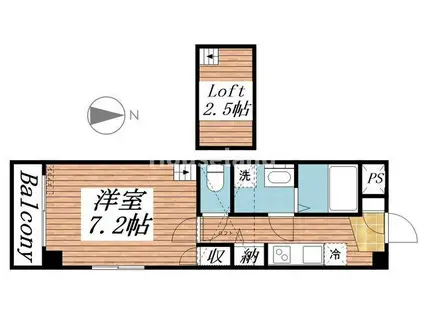 一聖ビル(1K/4階)の間取り写真