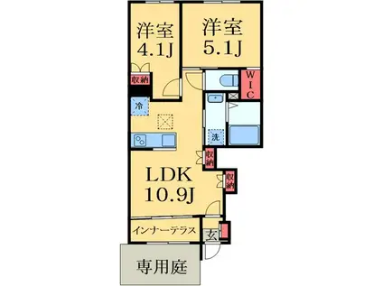 ZEUS茂原II(2LDK/1階)の間取り写真