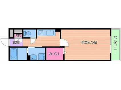 モンテリブロ アサヒ(1K/1階)の間取り写真