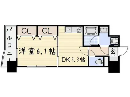 ニューシティアパートメンツ南小倉II(1DK/4階)の間取り写真