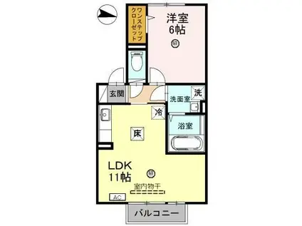 ルーシッド新保(1LDK/1階)の間取り写真