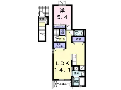 カレントIII(1LDK/2階)の間取り写真