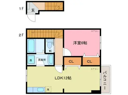 シルエーラあきのII(1LDK/2階)の間取り写真