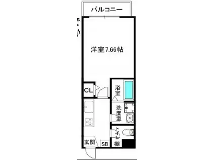 ラヴィベール兵庫(1K/2階)の間取り写真