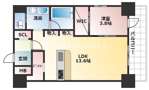 BRAVE松屋町(1LDK/2階)の間取り写真