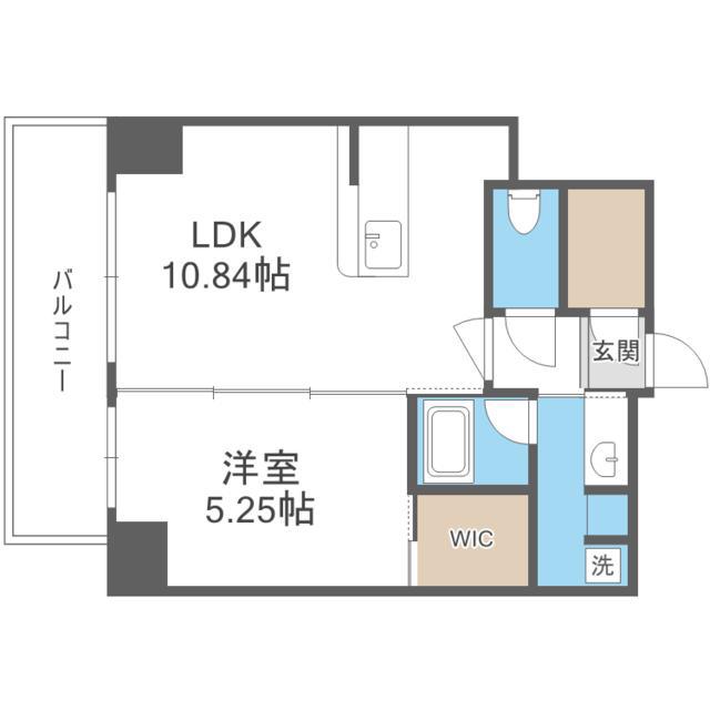 CREST西新(1LDK/12階)の間取り写真