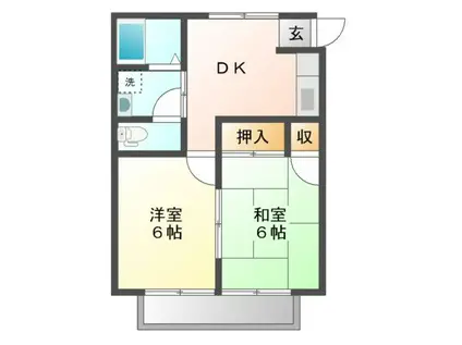 メゾンひかりII(2DK/2階)の間取り写真