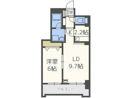 SQUAREMS6.14II(1LDK/8階)の間取り写真