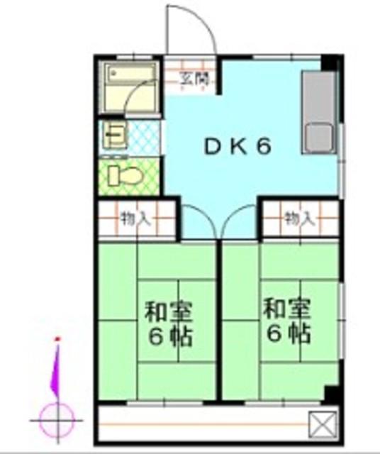ハイツモチダ2(2DK/2階)の間取り写真