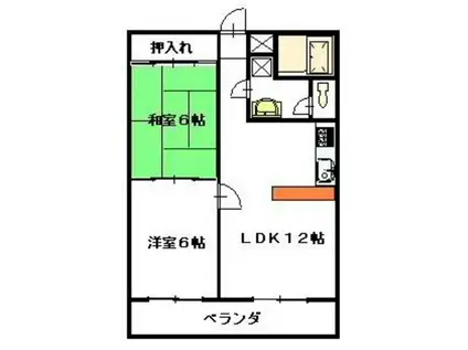 コーポ代(2LDK/2階)の間取り写真