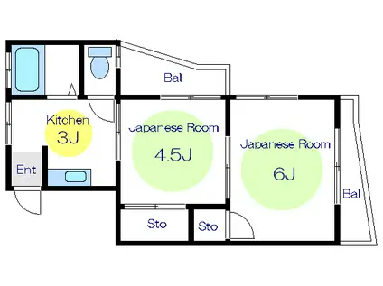 共栄荘(2K/2階)の間取り写真