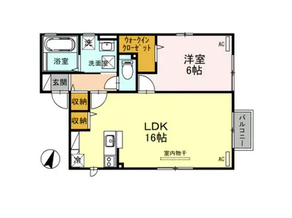 グランモア上冨居I(1LDK/1階)の間取り写真