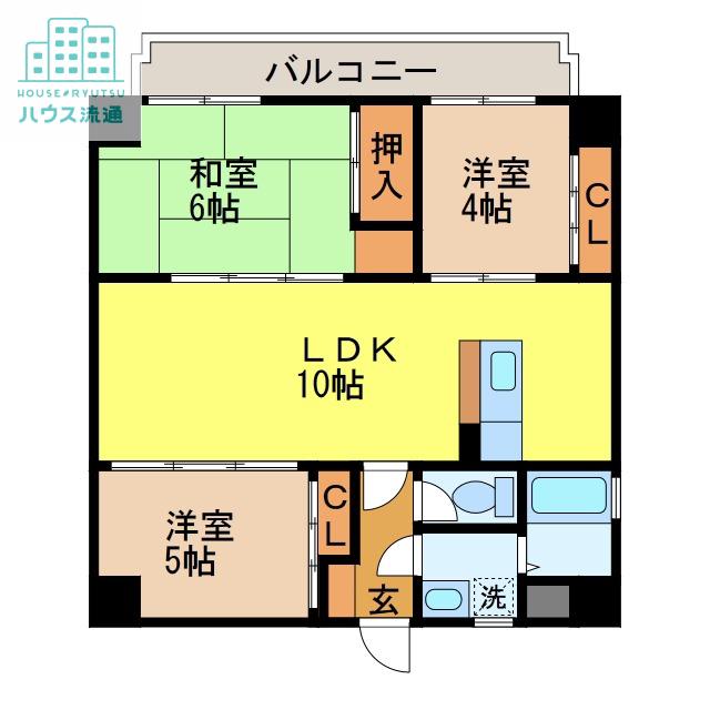 山田酒第2ビル(3LDK/2階)の間取り写真