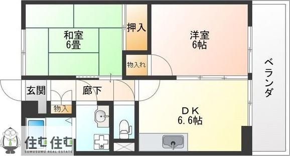 サンハイム(2DK/2階)の間取り写真