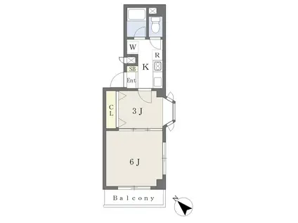 チェリーロード(2K/4階)の間取り写真