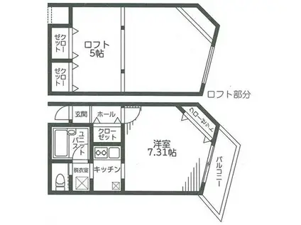パレス相模大野(1K/1階)の間取り写真