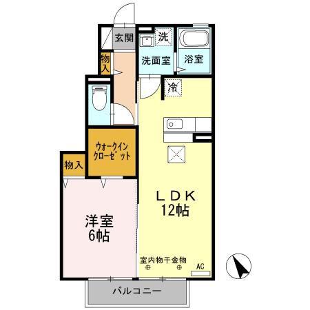 エスペランサ堤(1LDK/1階)の間取り写真