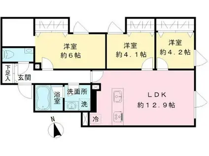 COEUR BLANC八幡山(3LDK/3階)の間取り写真