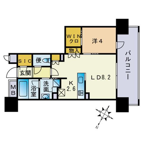 ザ・パークハウス大濠翠景(1LDK/2階)の間取り写真
