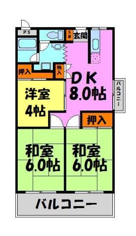 エリエールハイツ川西(3LDK/3階)の間取り写真