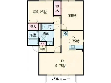 サンビレッジABBEY B(2LDK/1階)の間取り写真