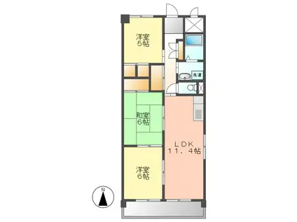 ジュニオ(3LDK/3階)の間取り写真