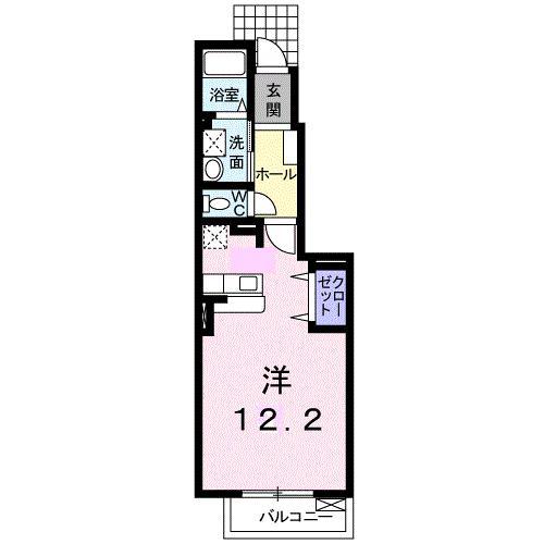 アンダンテE(ワンルーム/1階)の間取り写真