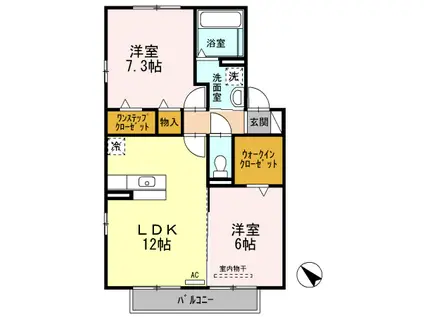カサベルテ岩田(2LDK/1階)の間取り写真
