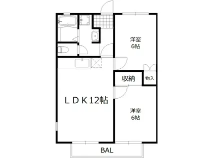 マーブルあらいC(2LDK/1階)の間取り写真
