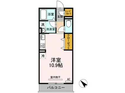 ベッロ・ルーチェ IV(ワンルーム/2階)の間取り写真