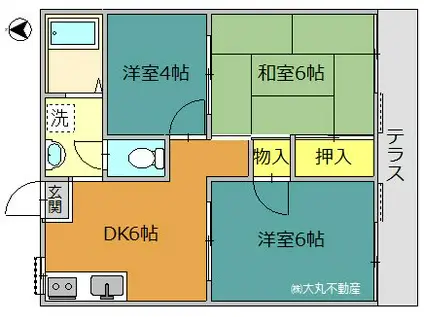 ラミアカーサ綾瀬(3DK/1階)の間取り写真